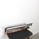 Vintage wooden wall coat rack with hooks and brass shelf