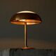 Art Deco table lamp in patinated copper, brass, and satin glass from the 1950s.