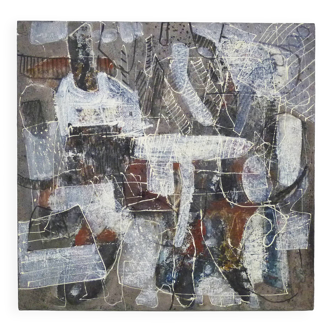 Vintage Abstract Oil on Canvas 80X80 - 31.49"X31.49"