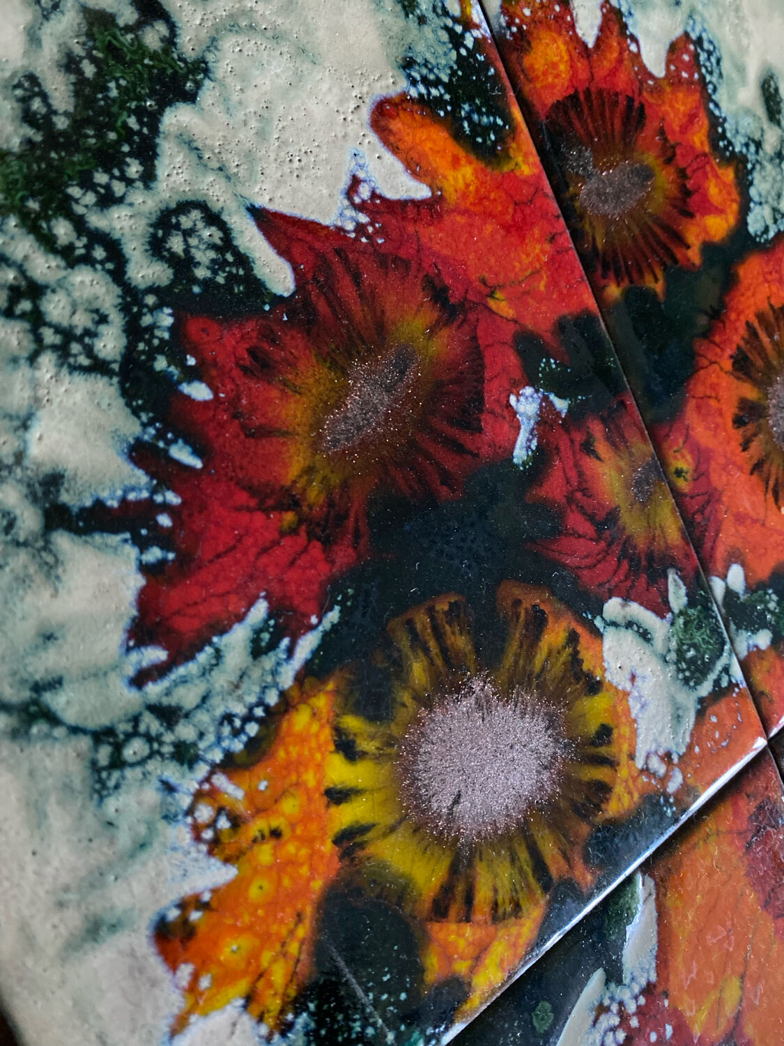 Carreaux en céramique bouquet Vallauris 1970