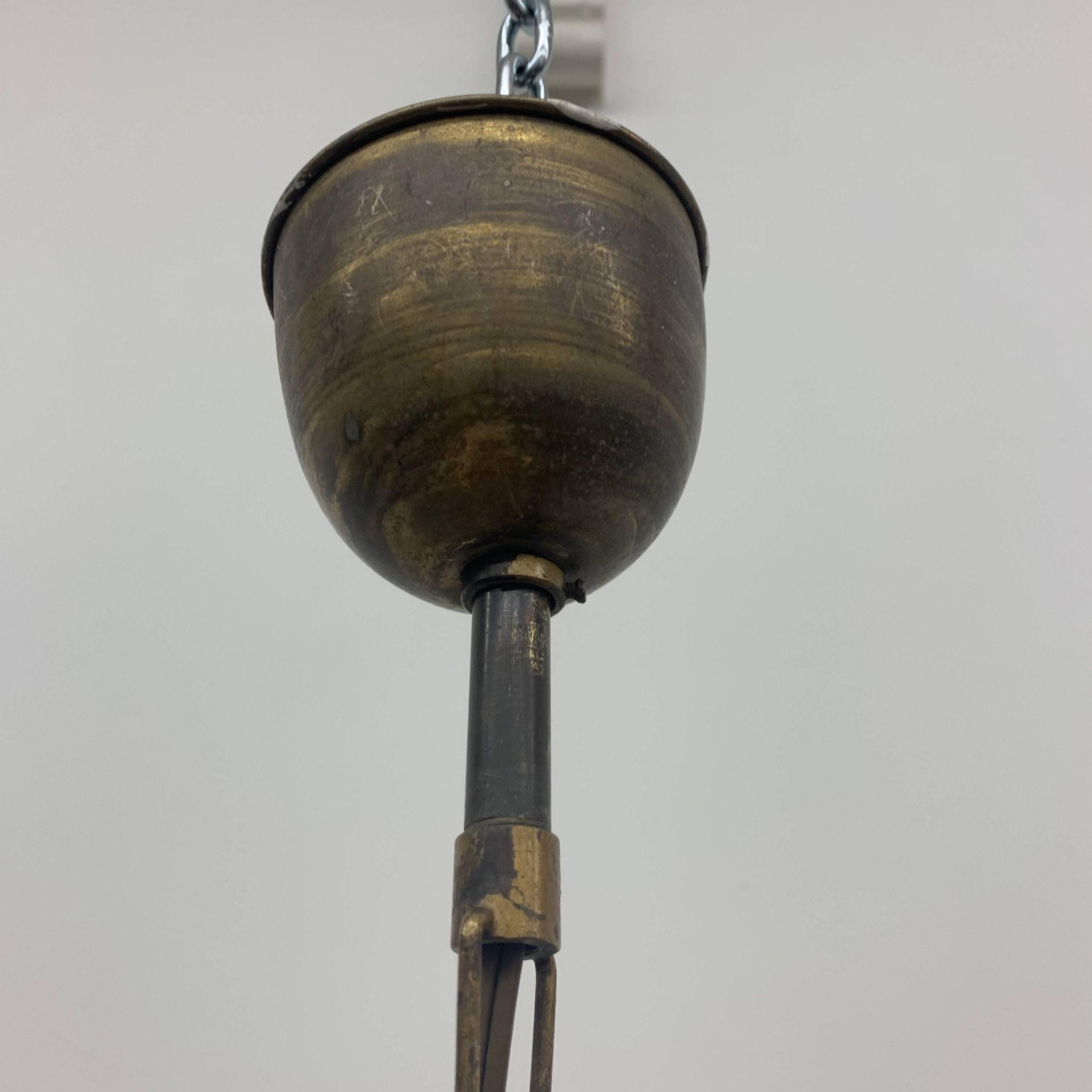 Woven brass wire hanging lamp , 1950s