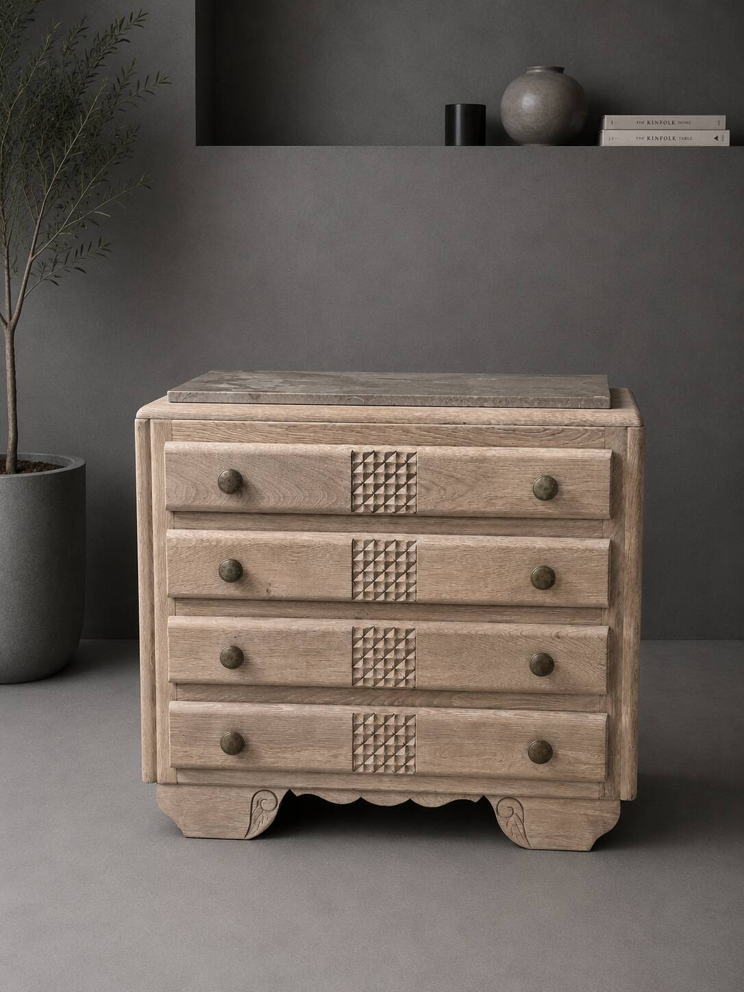 Art Deco commode in sandblasted oak