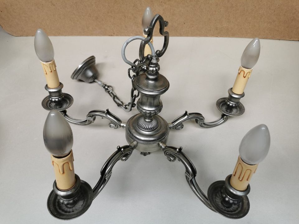 Pendant lamp with 5 Branches candlestick silver candlestick