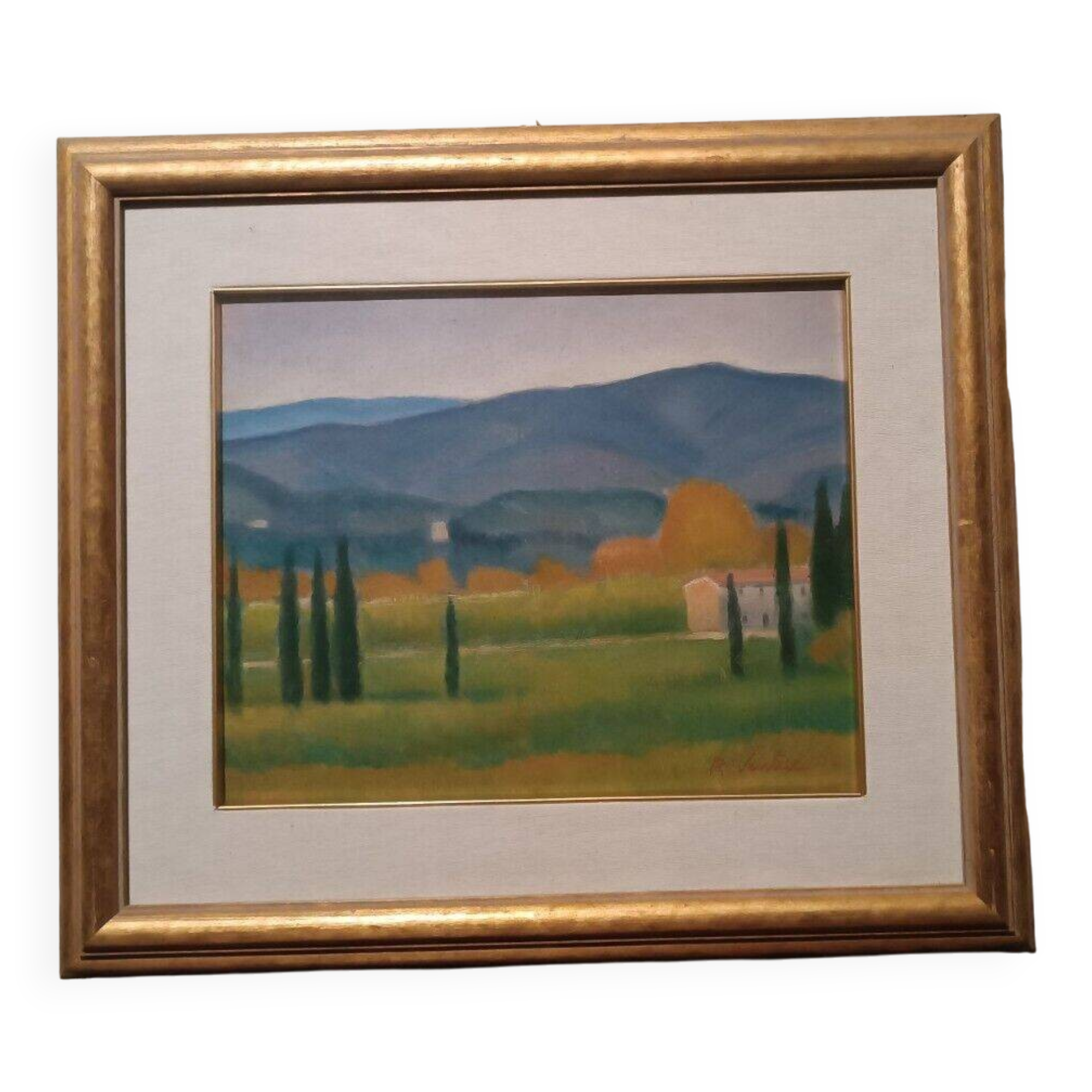 Peinture à l'huile sur toile paysage toscan signé r.venturi