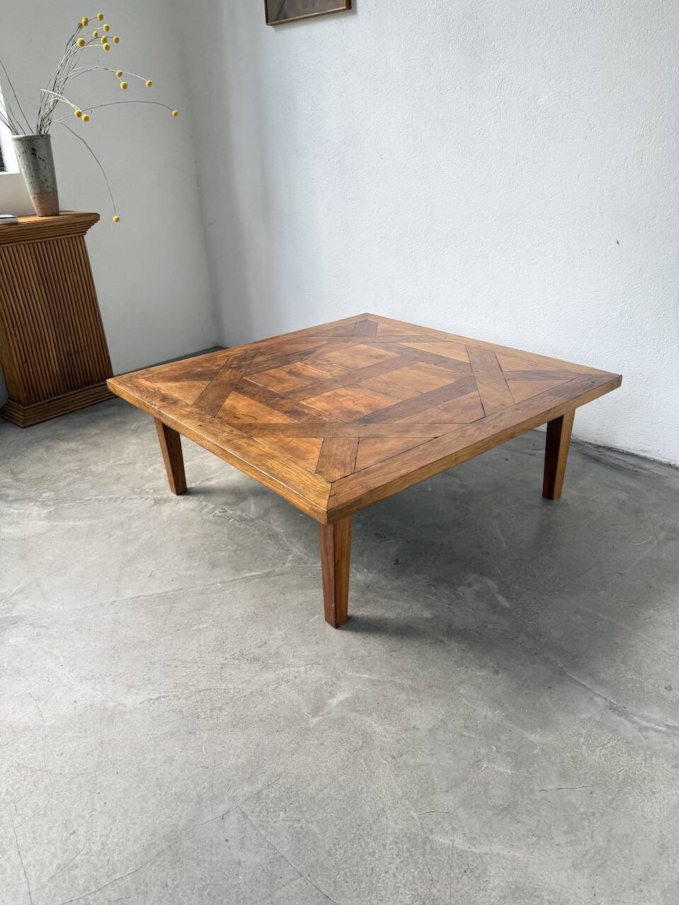 1940s inlaid oak coffee table