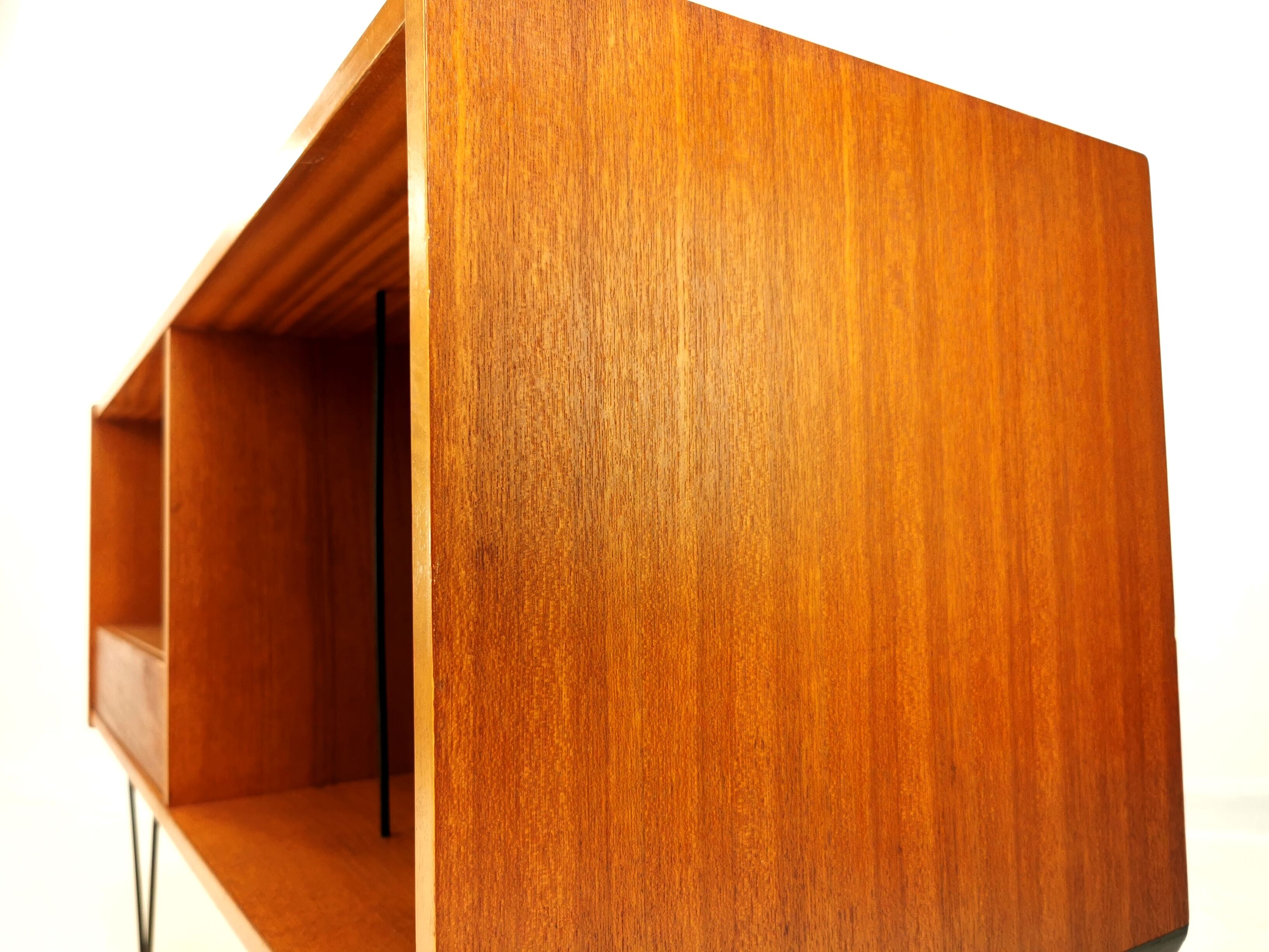 Gibbs teak record sideboard on hairpin legs mid century