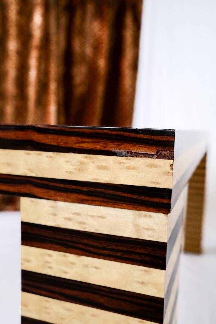 Memphis style dining table, wood, Italy