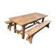 Table de ferme et deux bancs en chêne massif