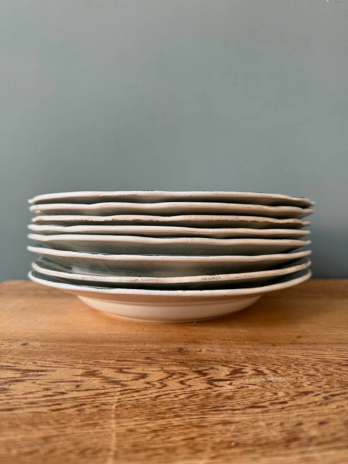 Series of 8 Terre de Fer 1900 soup plates in Onnaing earthenware