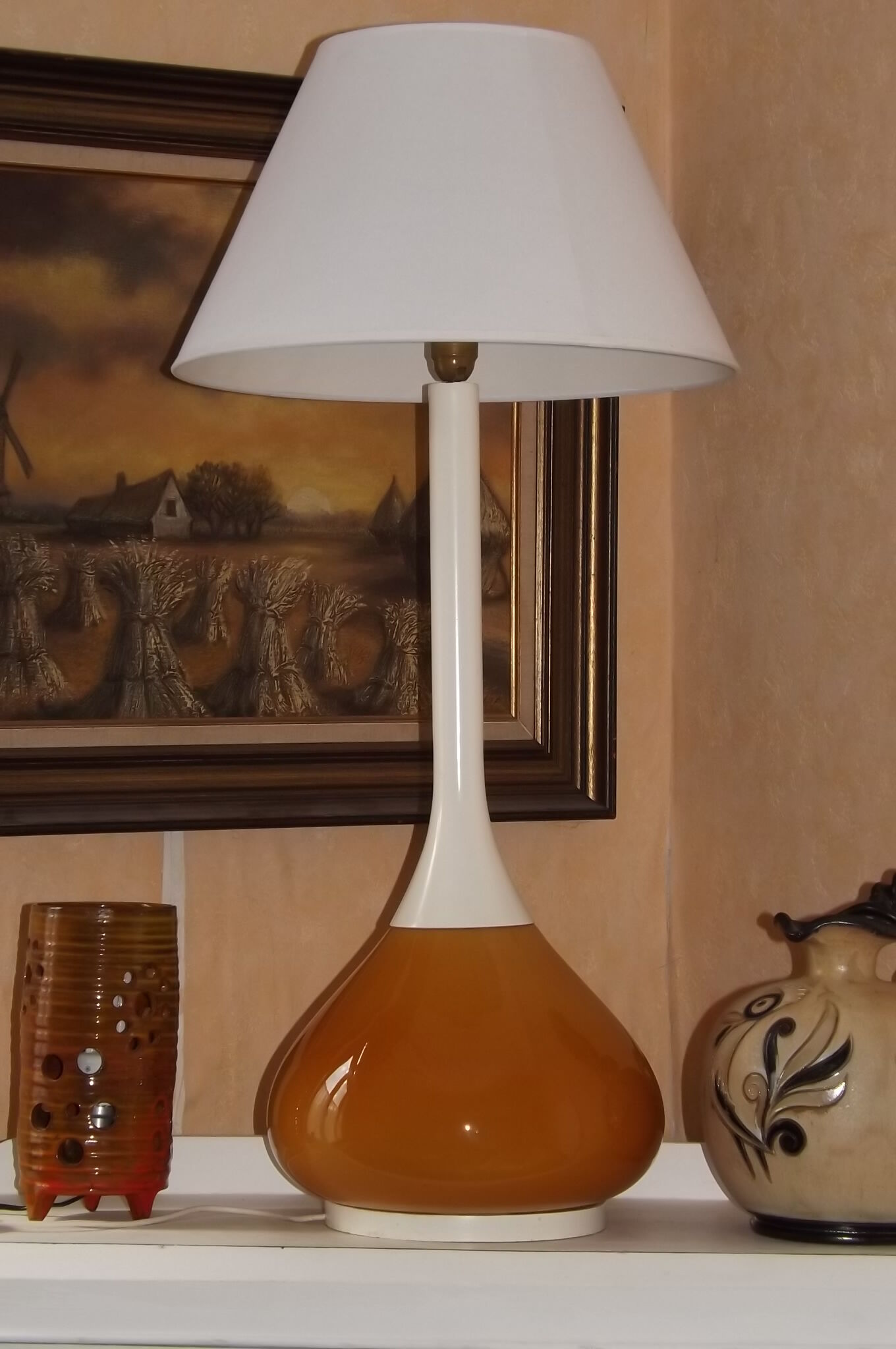 Orange 1960-70 vintage opaline drop lamp