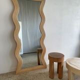 Zigzag rattan foot mirror H:182cm