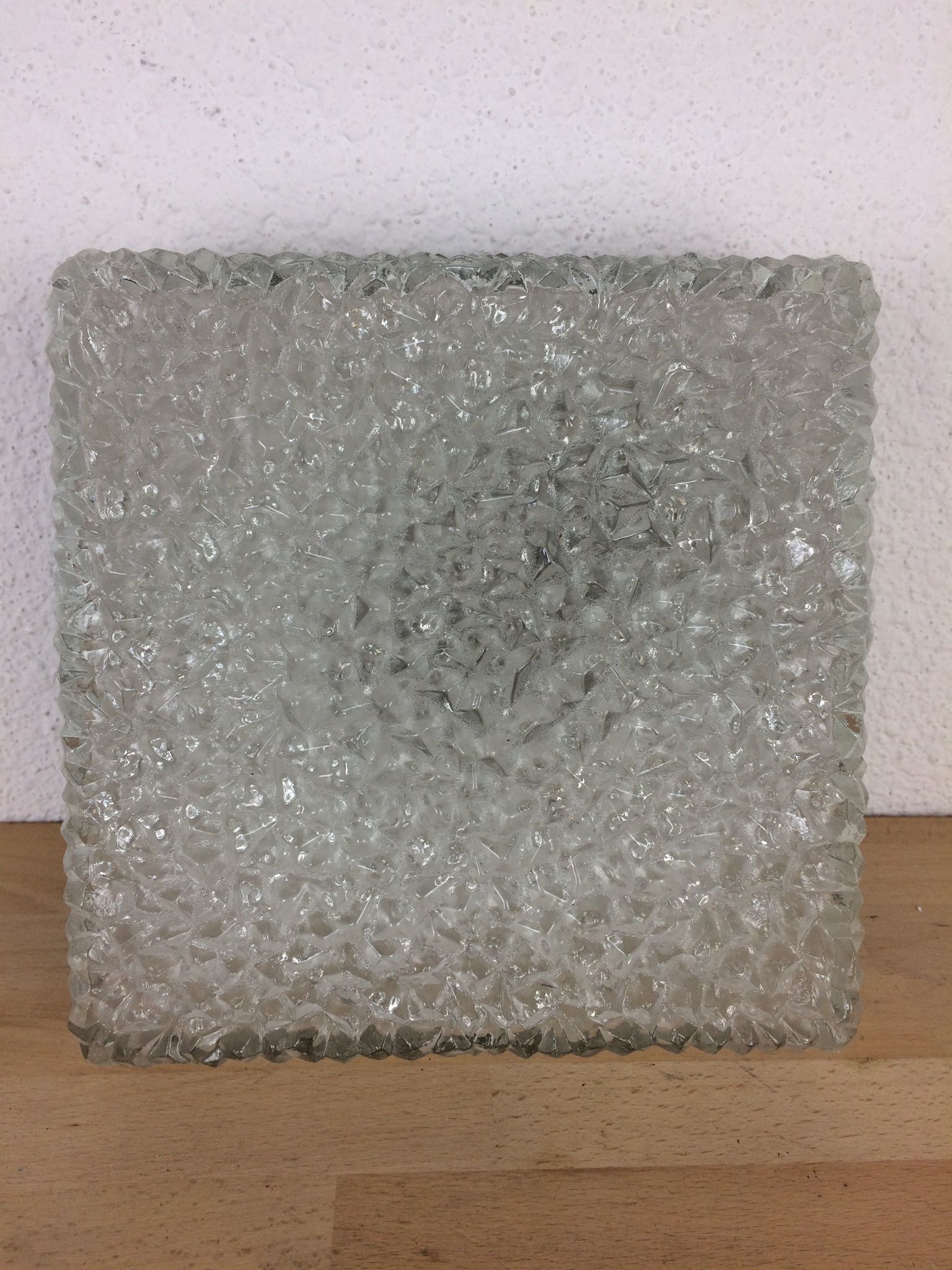 Square Holophane wall light in cut glass, 1960s.