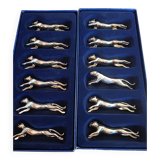 12 silver metal cat knife holders