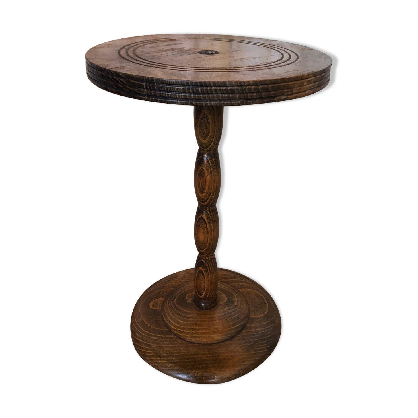 Turned wood side table
