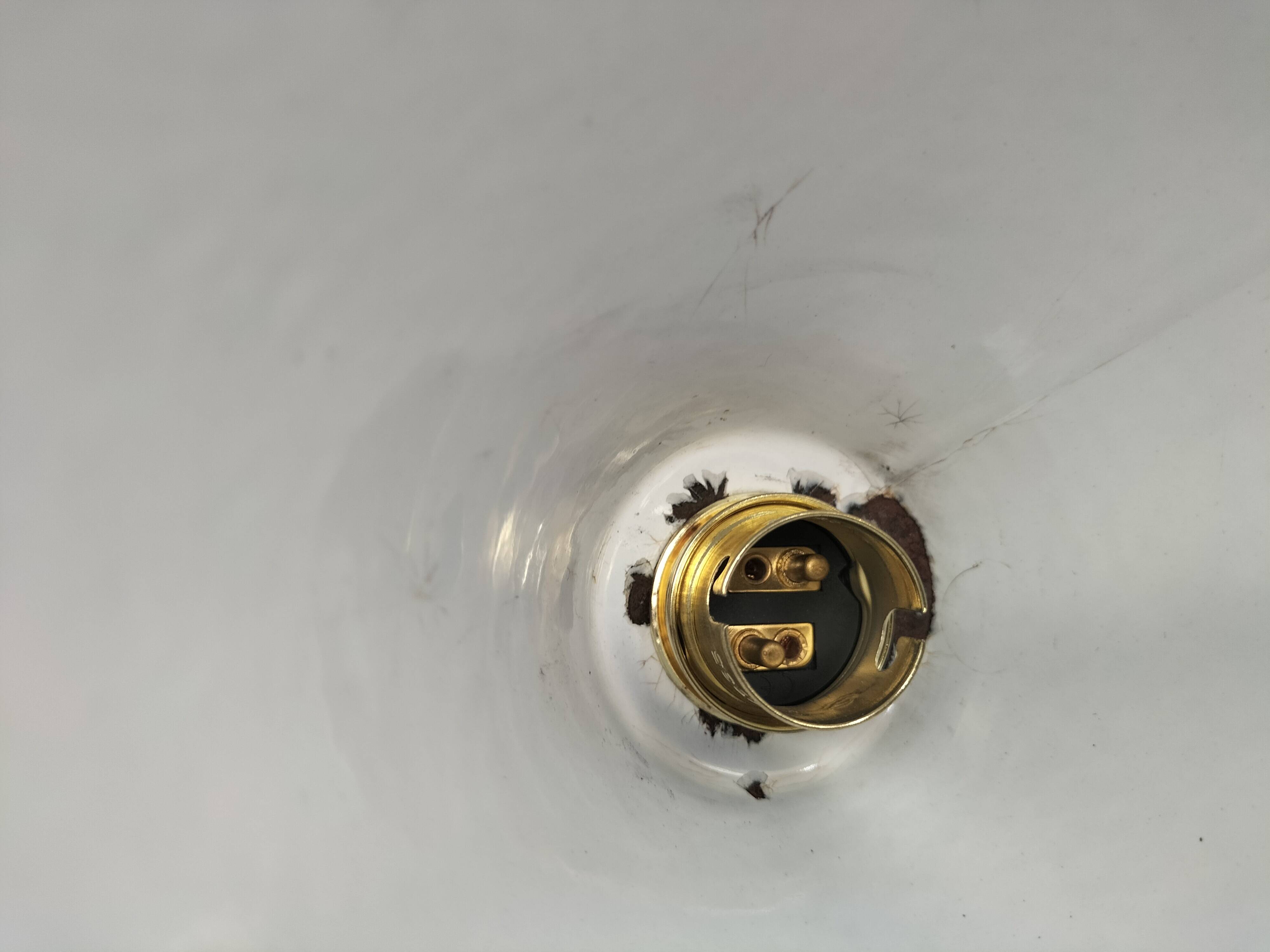 2 enameled sheet metal cone pendants