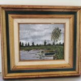 Old oil framed on panel