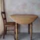 Small round beech drop-leaf table - soft country spirit
