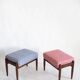 Tabouret GFM Mid-Century en Tweed Jacquard Géométrique Dedar, E. Homa, Europe, Années 1960