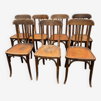 Set of 7 bistro chairs 1930