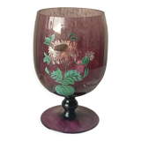 Vase emaille gros verre emaille sur pied signe