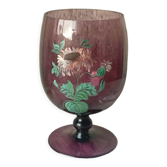 Vase emaille gros verre emaille sur pied signe