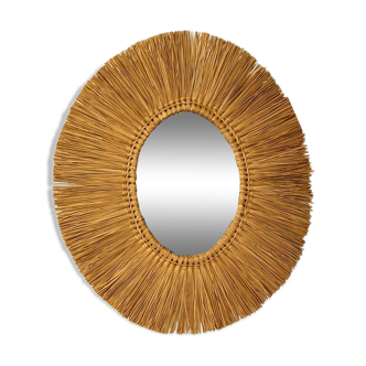 Raffia Wall Mirror Frame  75cmx85cm