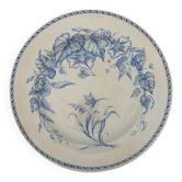 Old flat plate, light blue ironstone, HB Choisy-le-Roi model.