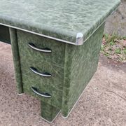 Art Deco or Bauhaus desk in metal covered with leather, Gio Ponti style.