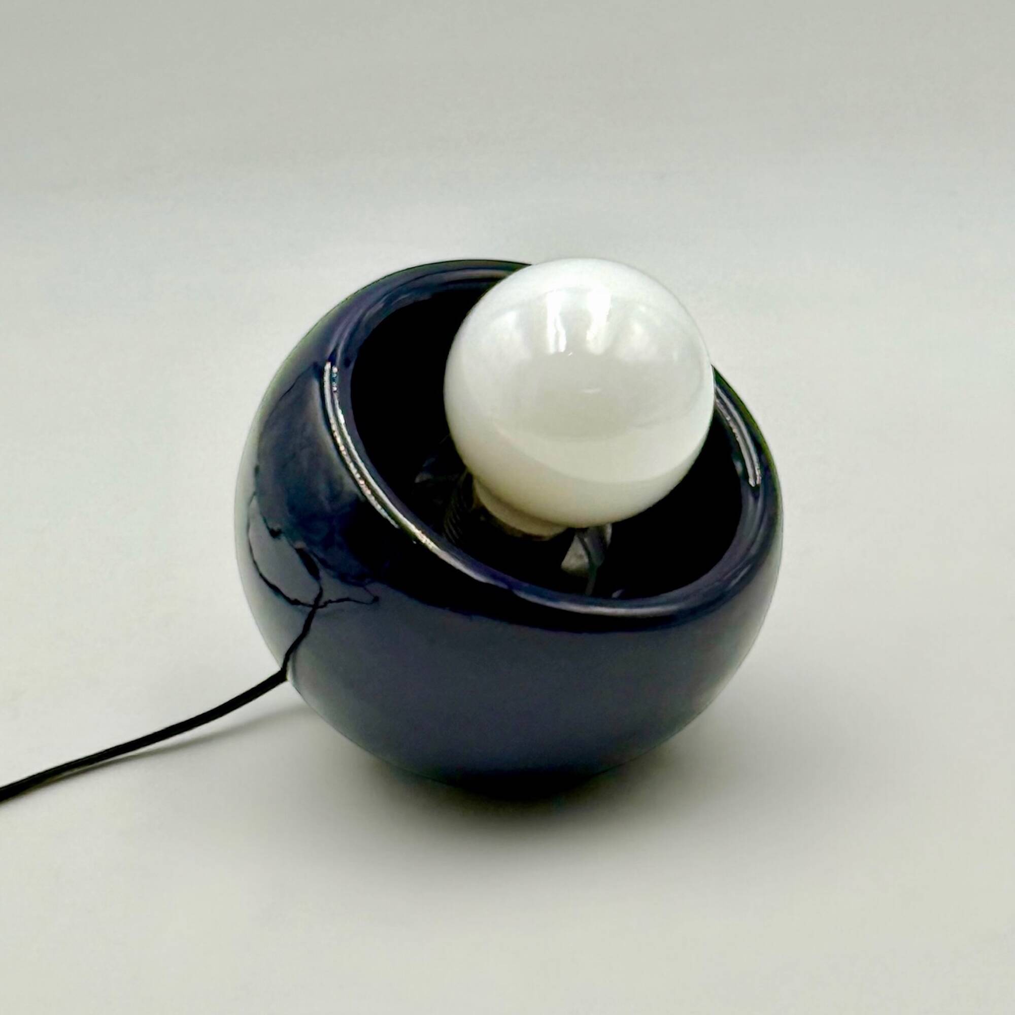 Vintage Blue Ceramic Lamp from Italy, 1970s
