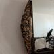 Ancien miroir Art déco métal pompons 45x75cm
