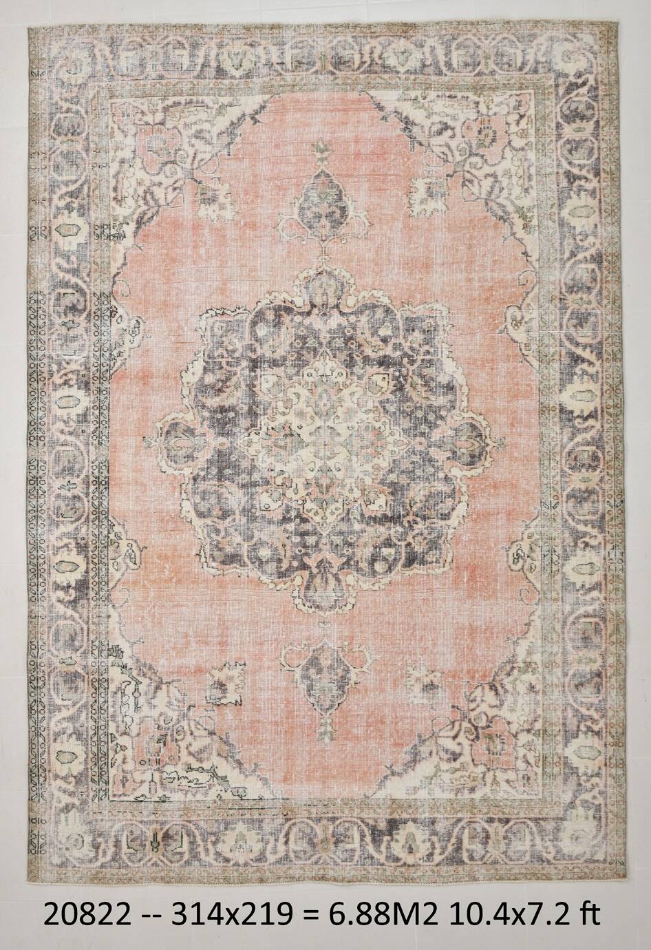 Soft Pink Handmade Vintage Persian Rug, 219x314Cm
