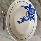 Oval dish blue flowers digoin
