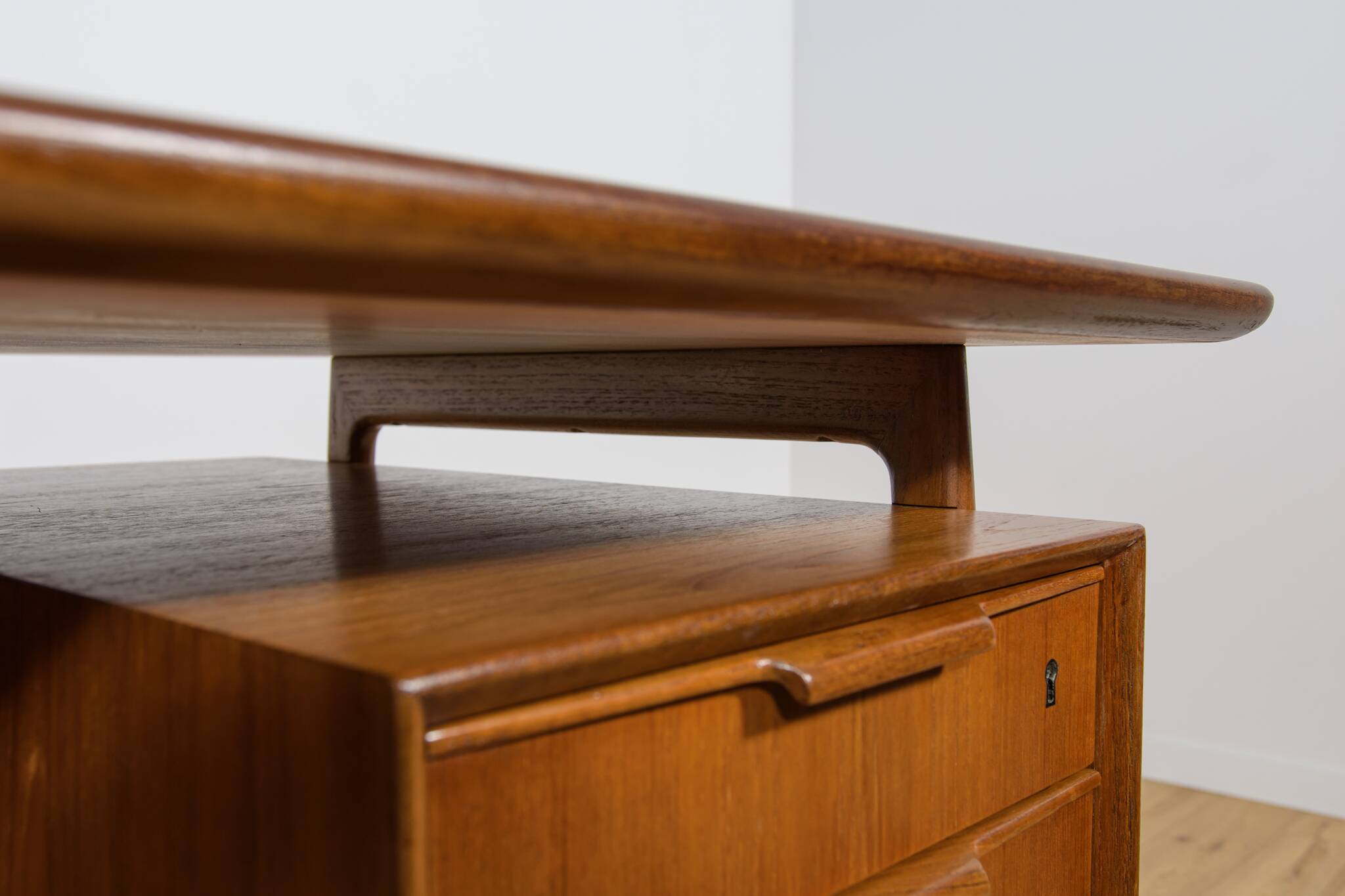 Mid-Century Model 75 Freestanding Teak Desk from Omann Jun, Denmark, 1950s
