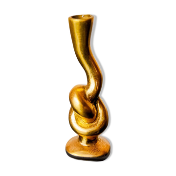 Bougie brutaliste en bronze en forme de nœud, Italie, vers années 1970
