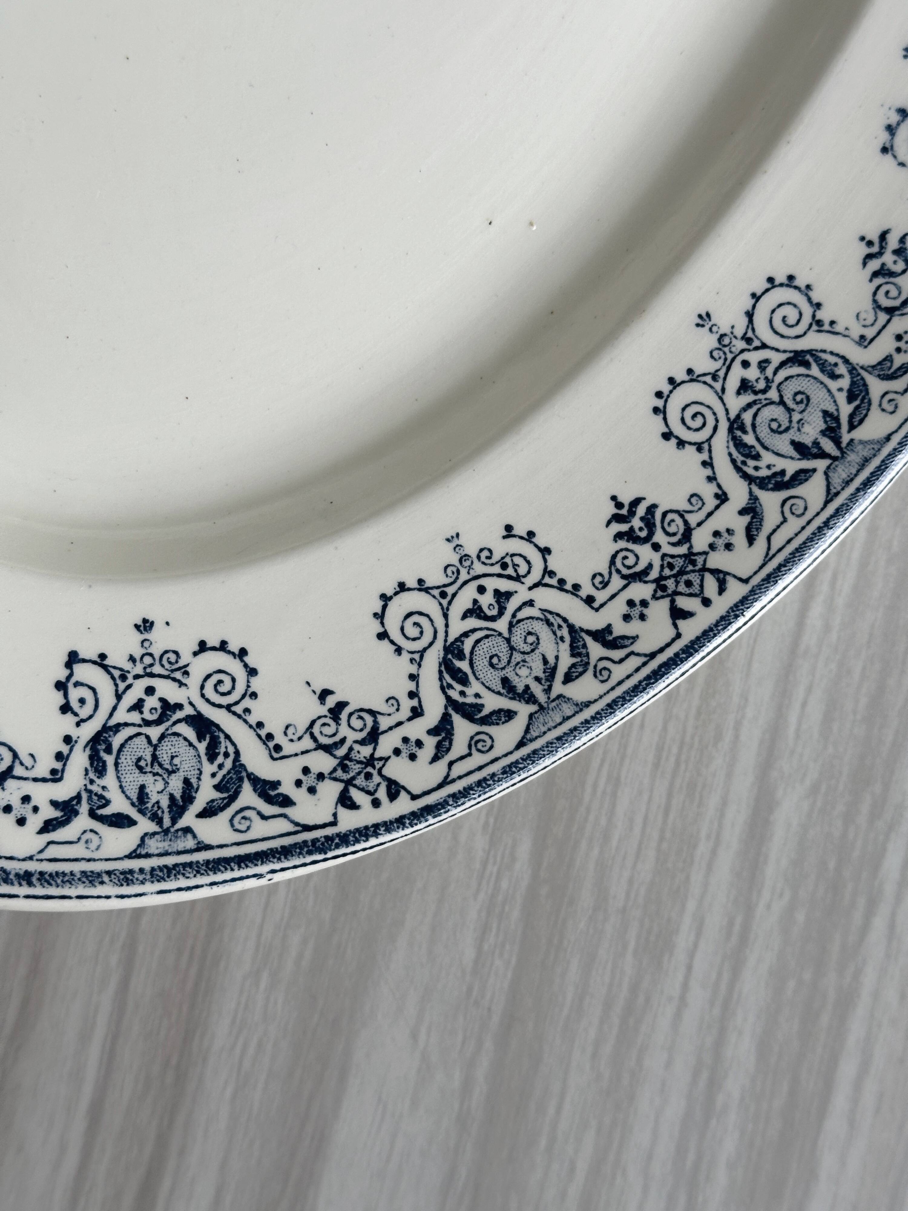 Oval ironstone dish with blue print