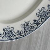 Plat ovale en terre de fer à imprimé bleu