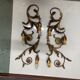 Grandes appliques murales florentines italiennes en métal doré, ensemble de 2, 19