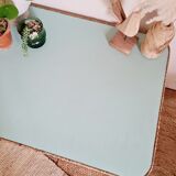 Rattan coffee table blue top