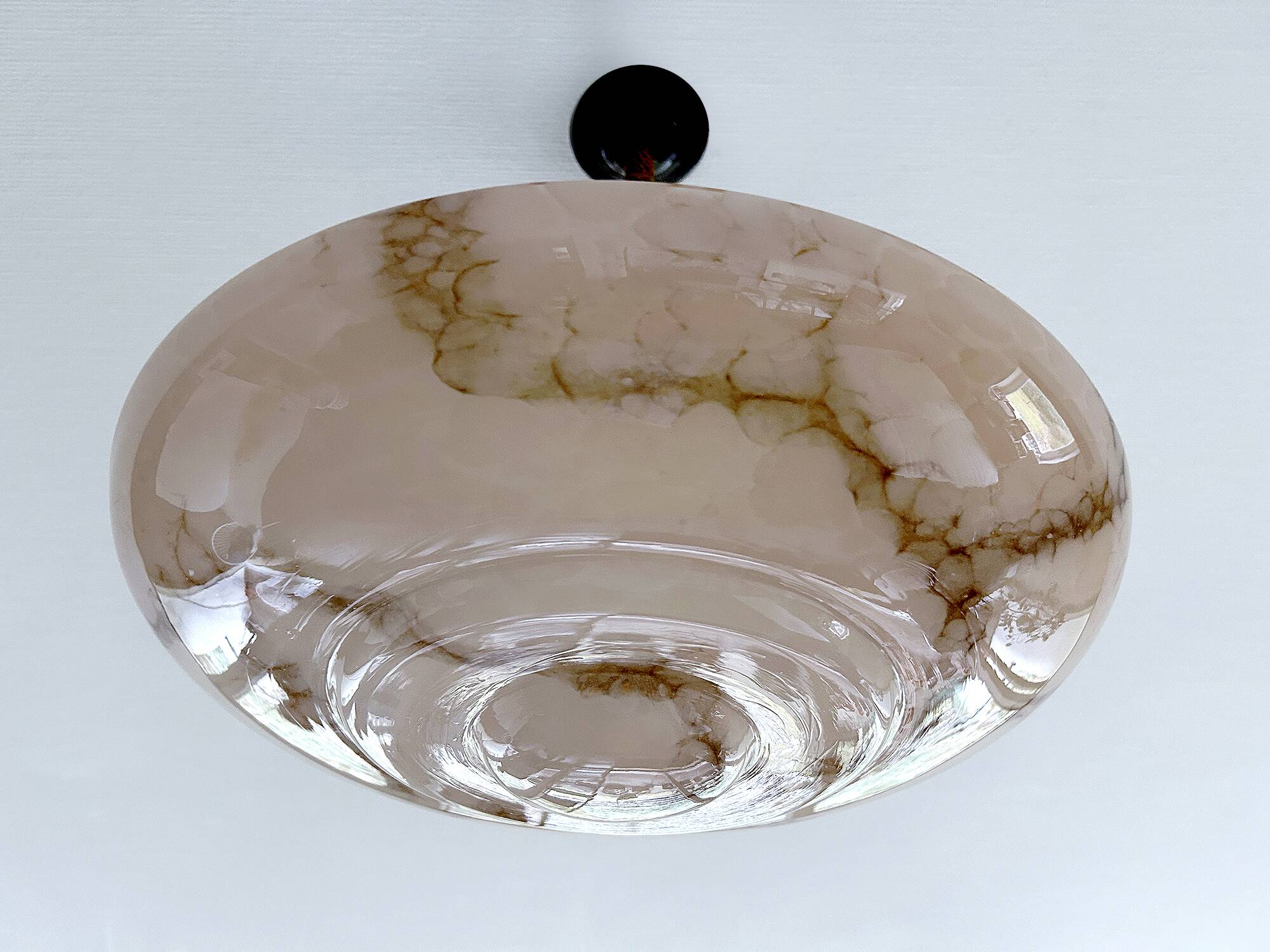 Art Deco Pink Glass Bakelite Pendant Light