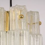 Pendant light with hand-blown glass pieces on a brass base made by Glashütte Limburg.