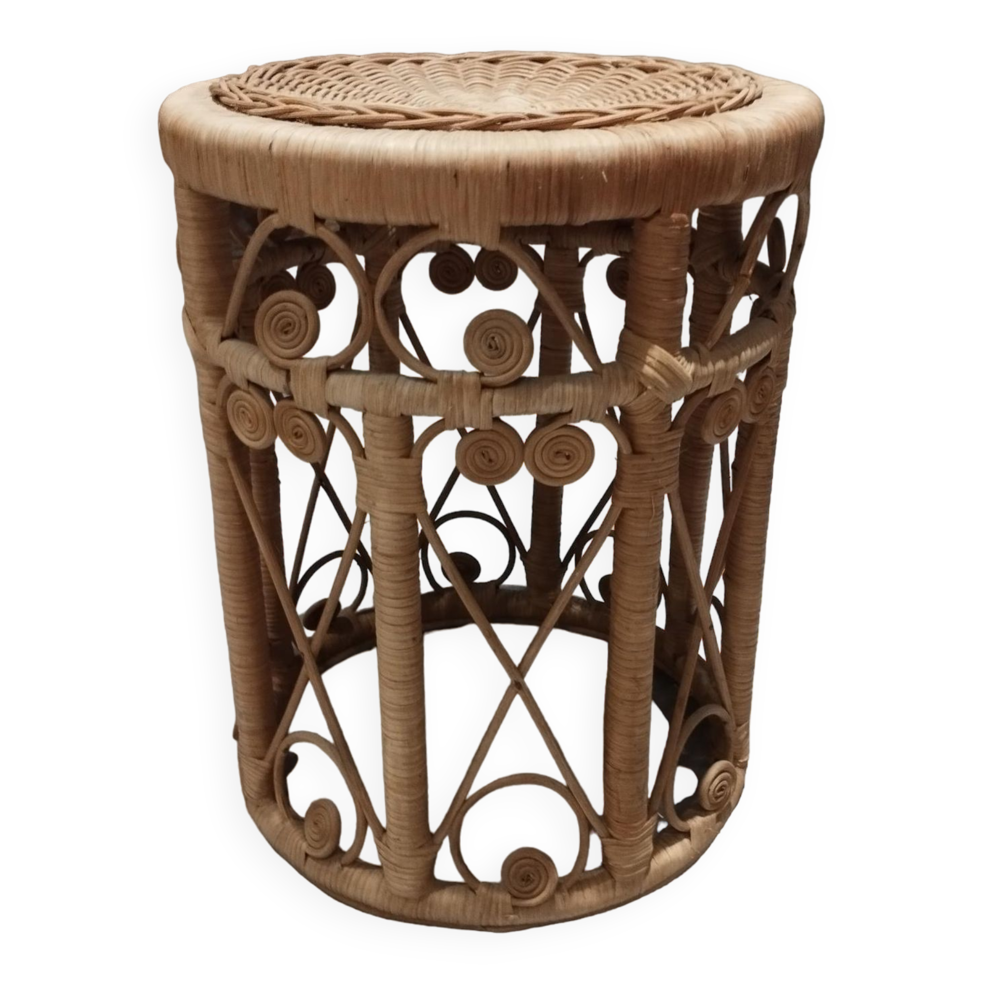 Peacok vintage bohemian chic rattan stool