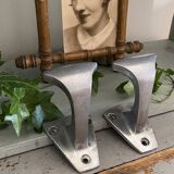 Pair of cast aluminum coat hooks