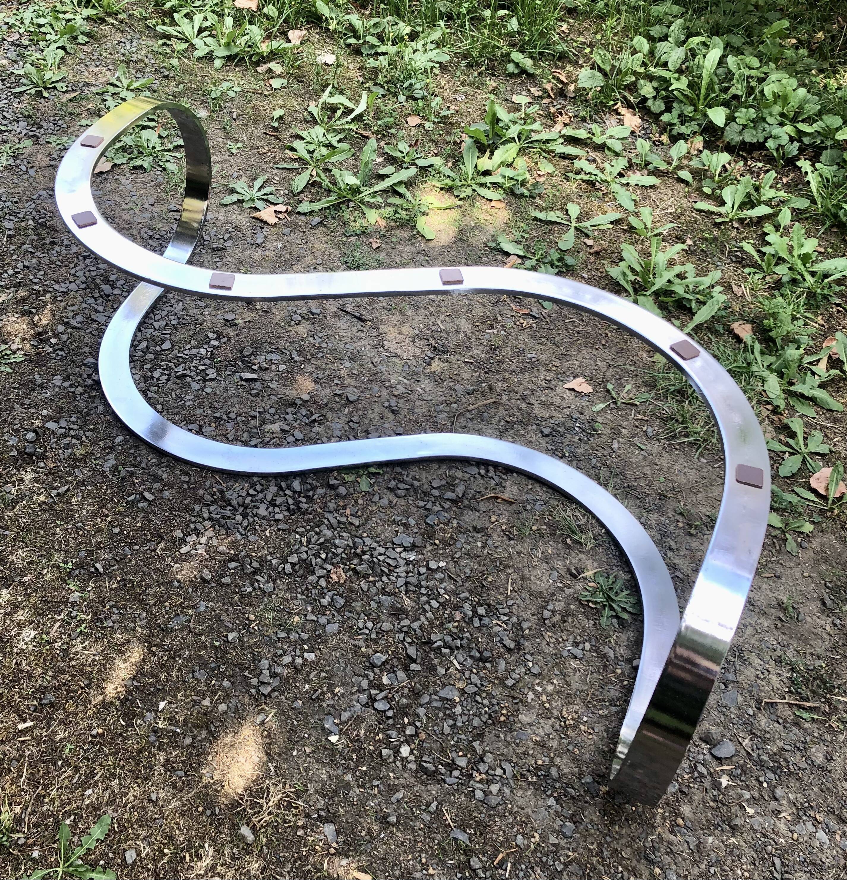 Coffee table smoked glass and chrome metal foot