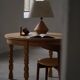 Sculptural Danish modern table lamp in wood by Kirk, 1980s.