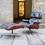 Poltrona con poggiapiedi di Charles & Ray Eames per Herman Miller, anni '70