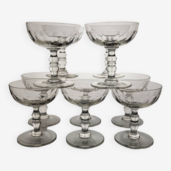 10 glass champagne glasses Déb. 20th century