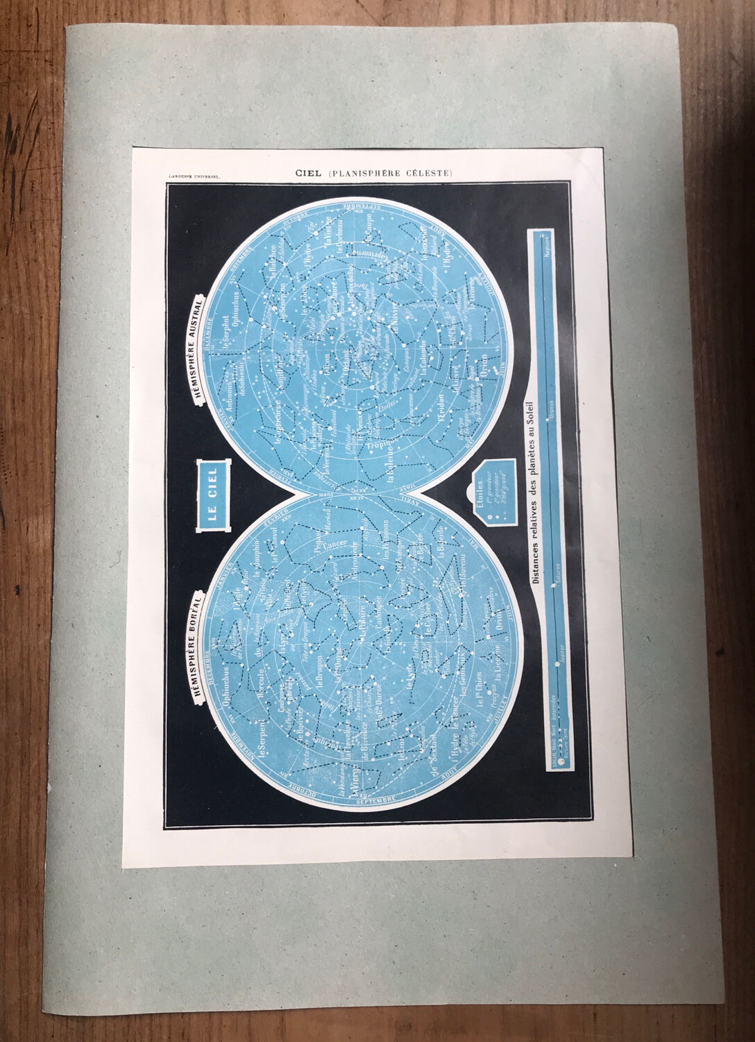 Sky, hemispheres, original printing plate