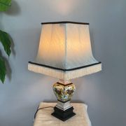 Lampe de salon en faïence façon craquelée décor fait main époque XXe
