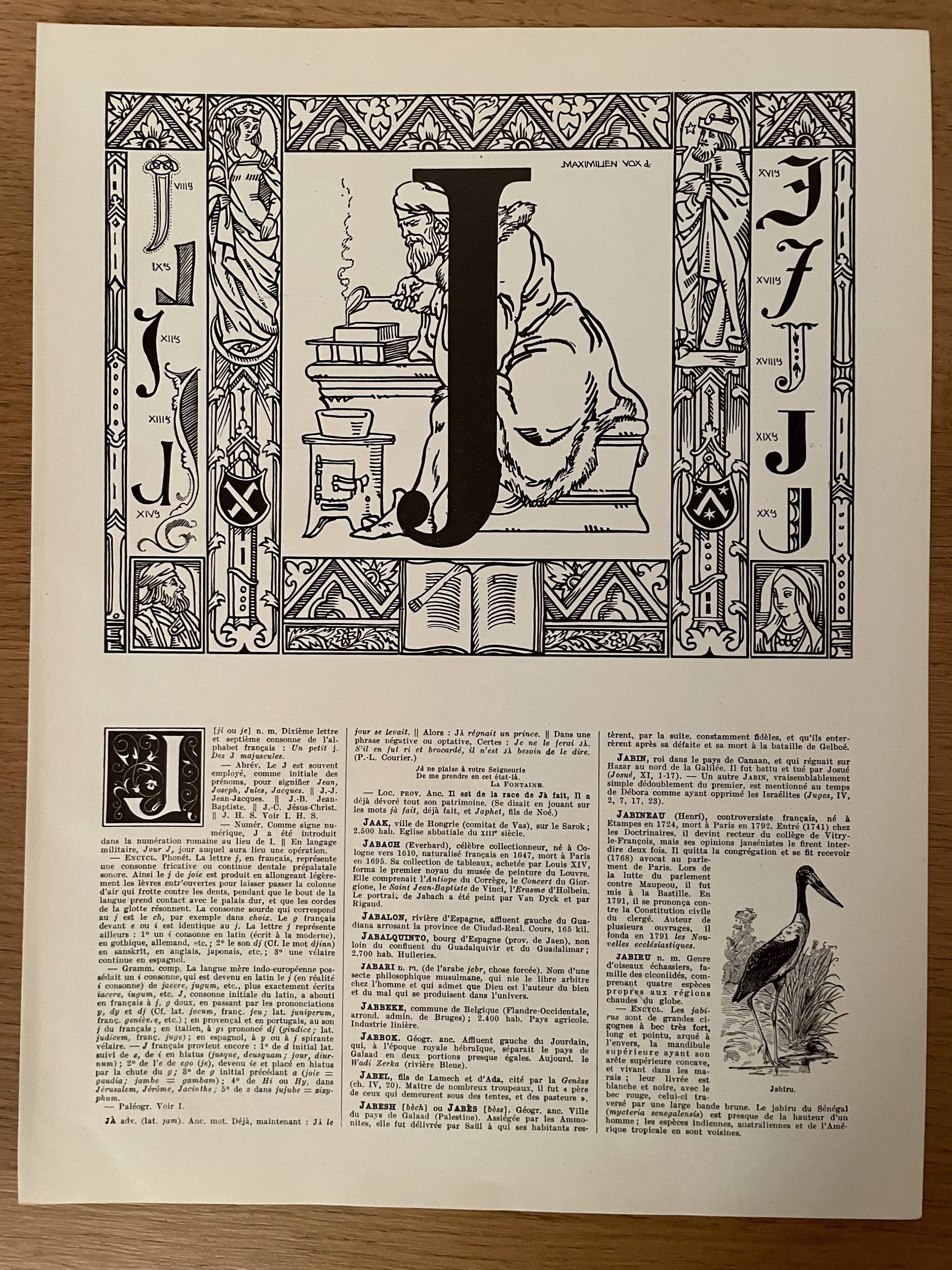 Lithograph letter J - 1930