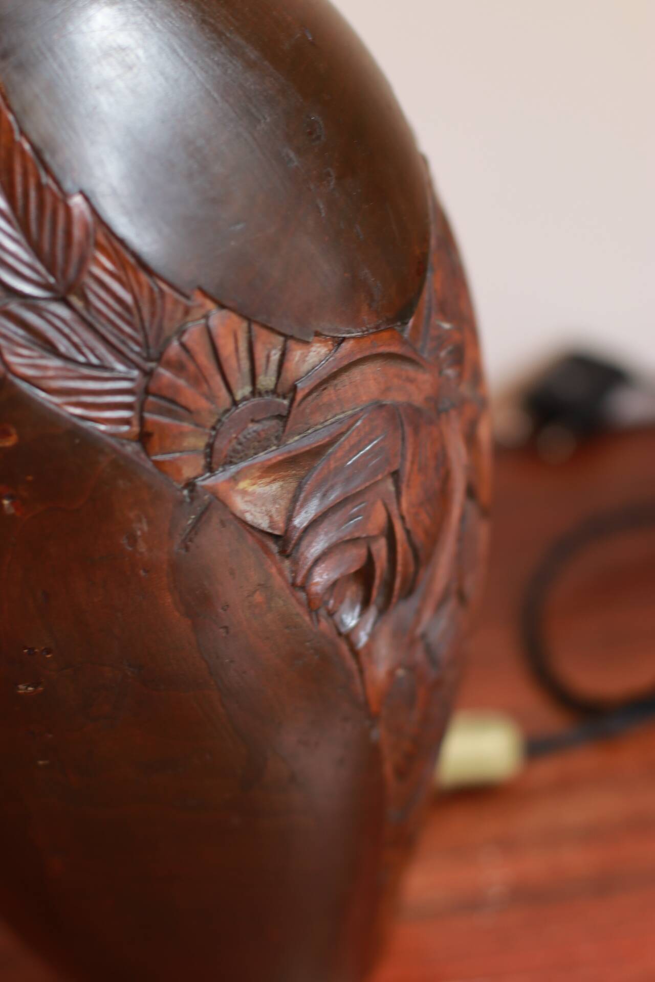Art Deco carved wooden lamp base
